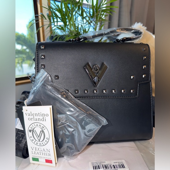 Valentino Orlandi Handbags - VALENTINO ORLANDI Studded Crossbody Black bag w/ Additional Wallet